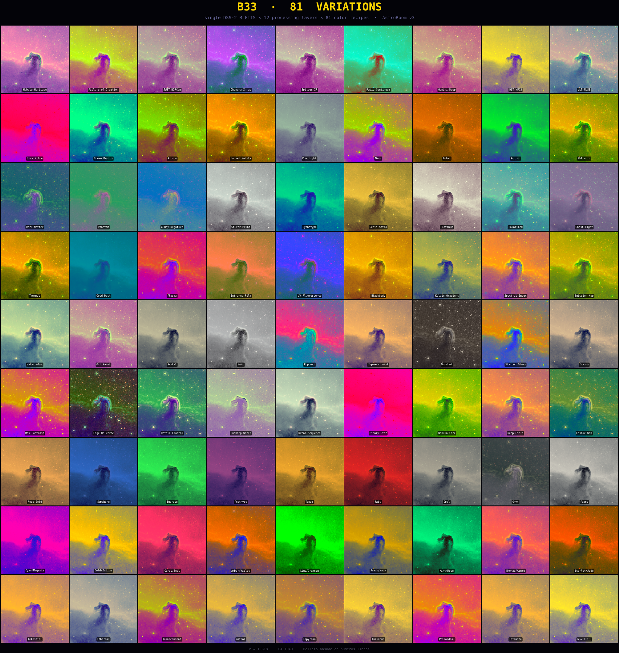 Horsehead Nebula — 81 recipe variations on one plate