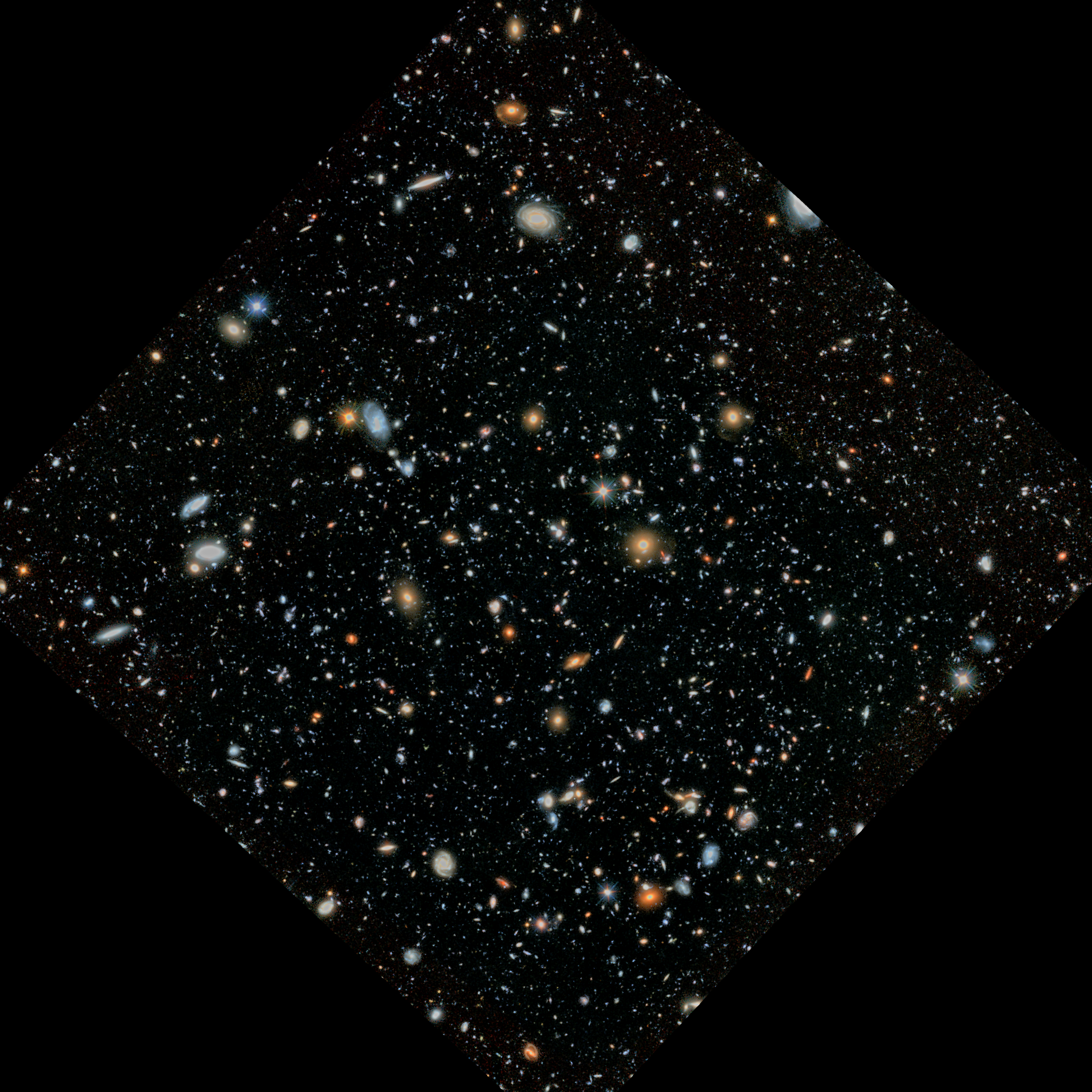 Hubble eXtreme Deep Field — 9-filter colour composite restacked from public archive