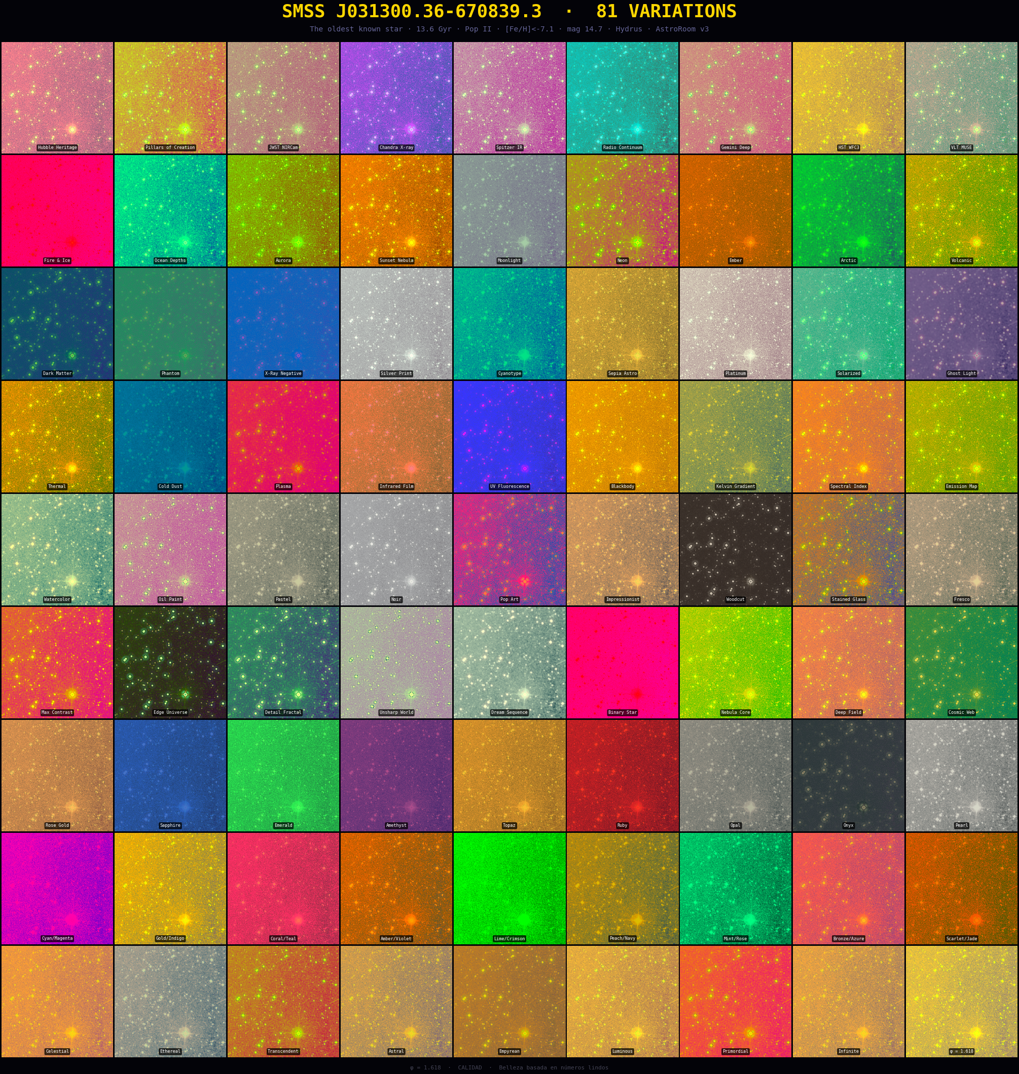 SM 0313 — the oldest star, 81 recipe variations