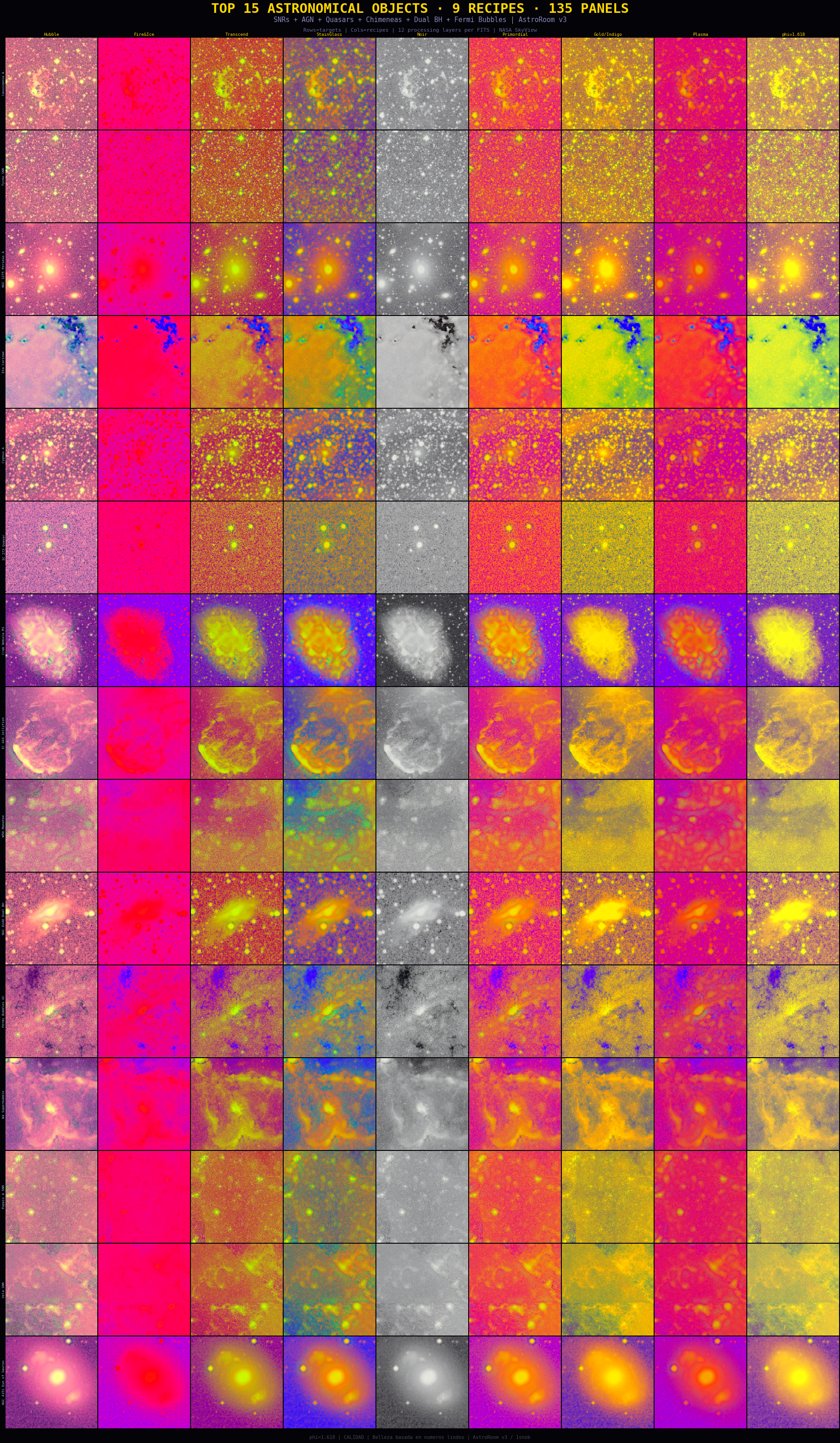 Top 15 targets × 9 styles — recipe explorer matrix